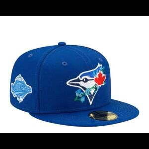 New Era Toronto Blue Jays Side Patch Bloom 59FIFTY Fitted Blue Bottom Size 7